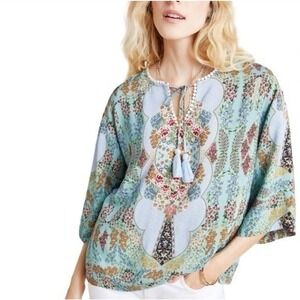 FARM Rio Anthropologie Women's Small Primrose Peasant Boho Tunic Blouse
